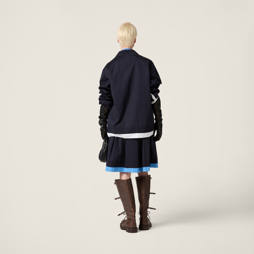 Knit and poplin skirt