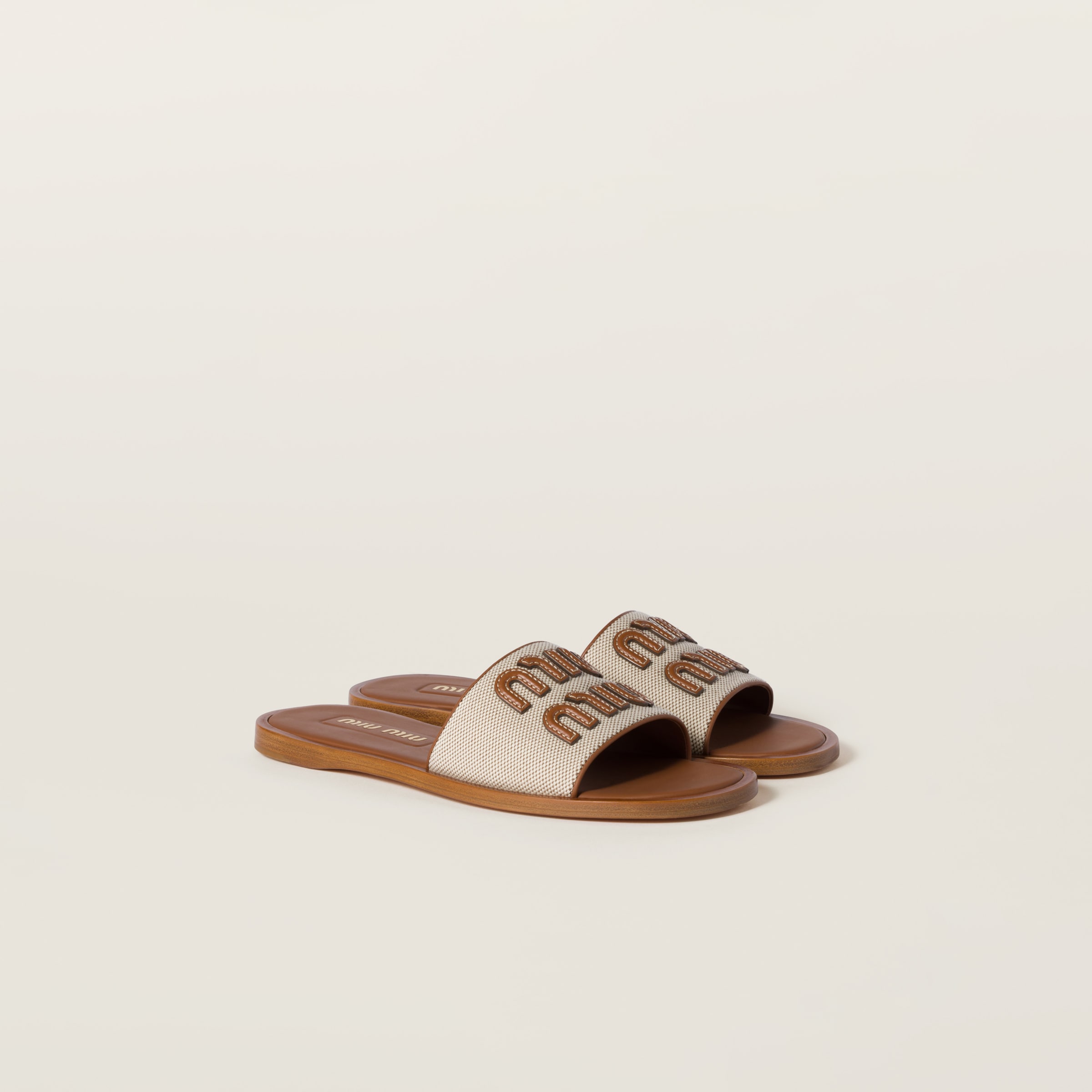 Canvas and leather slides