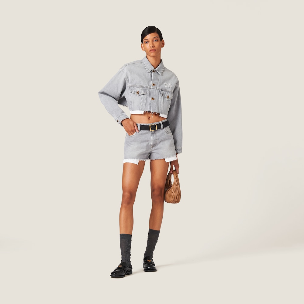 Denim blouson jacket