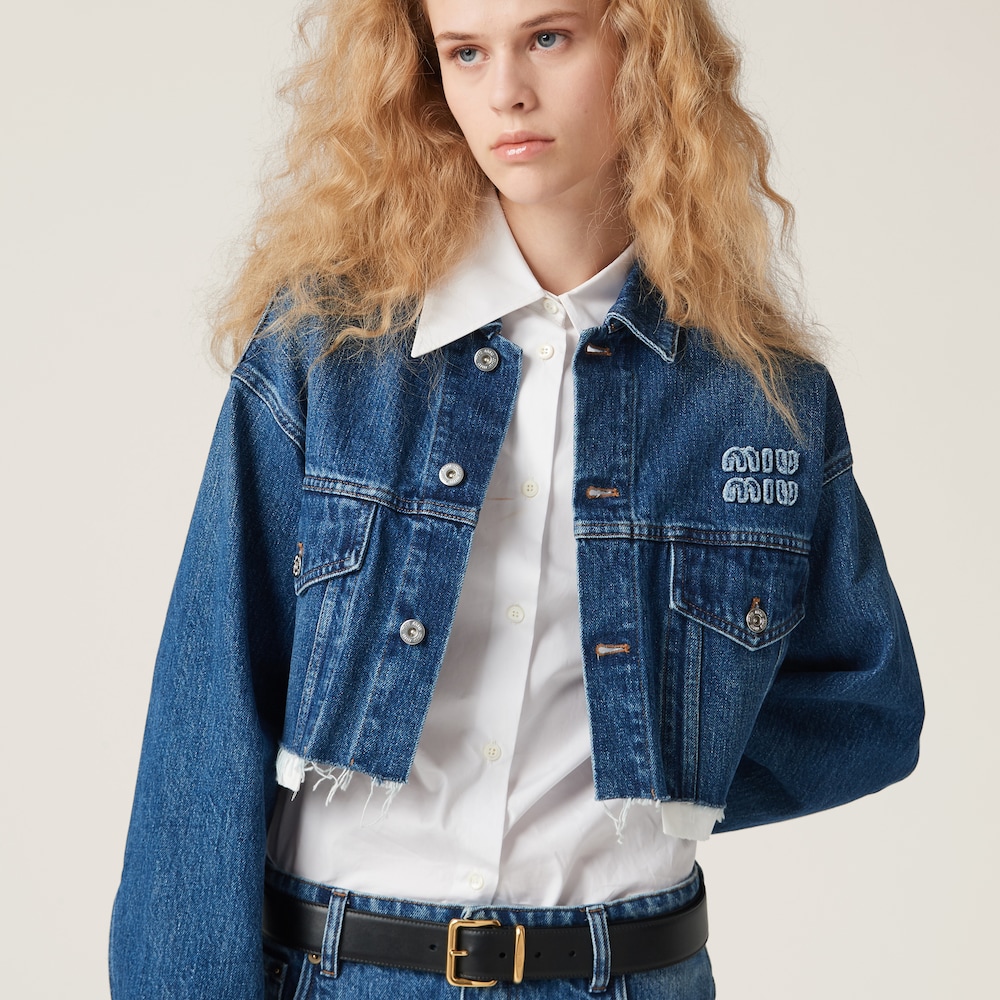 Denim blouson jacket