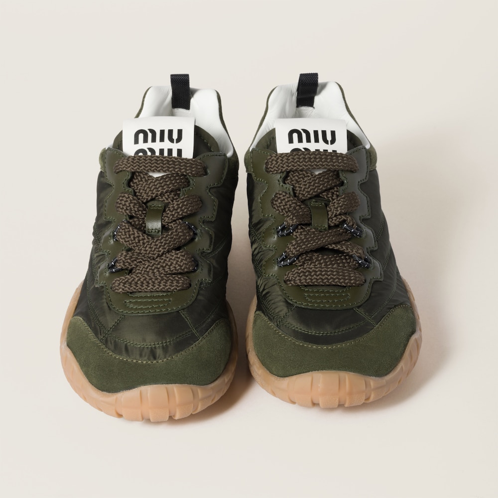 Tyre technical fabric and suede sneakers