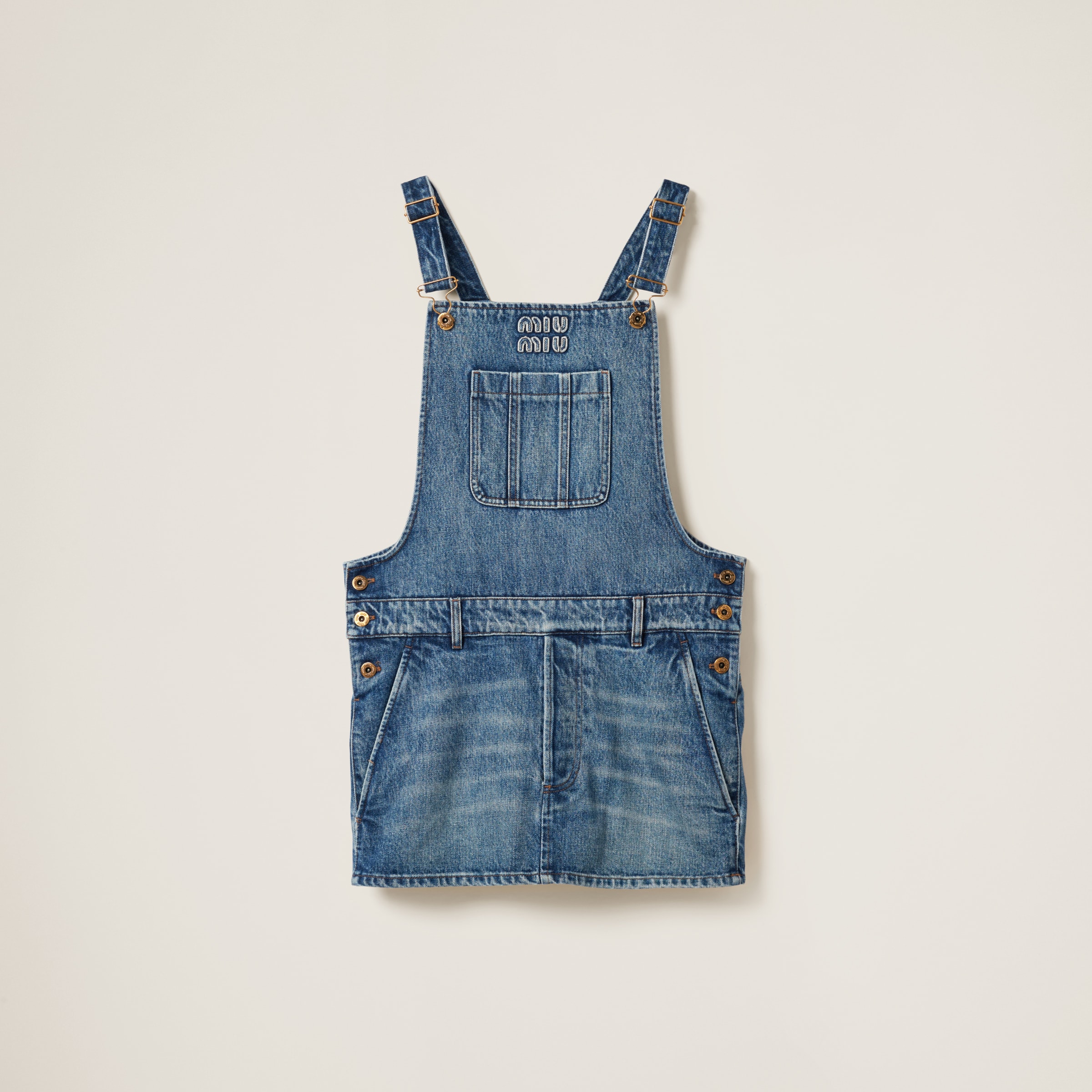 Denim bib mini-dress