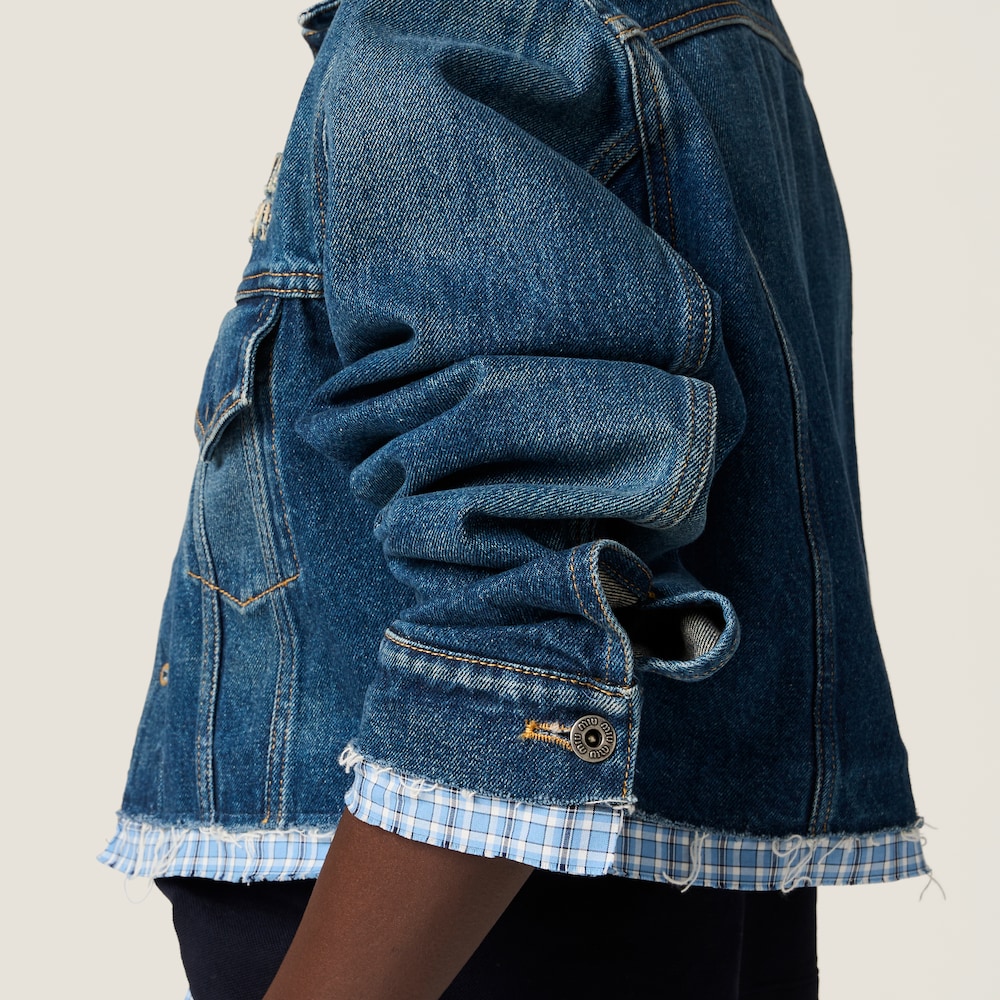 Washed denim blouson jacket