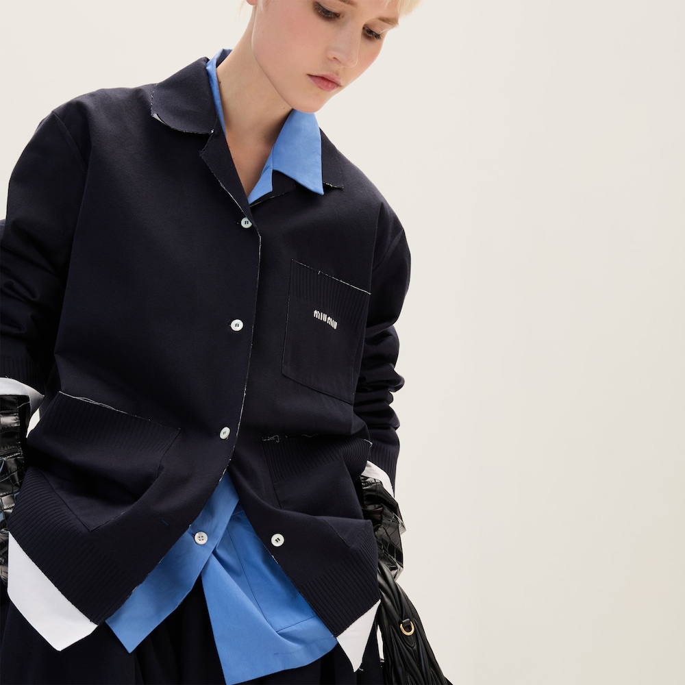 Knit and poplin shirt