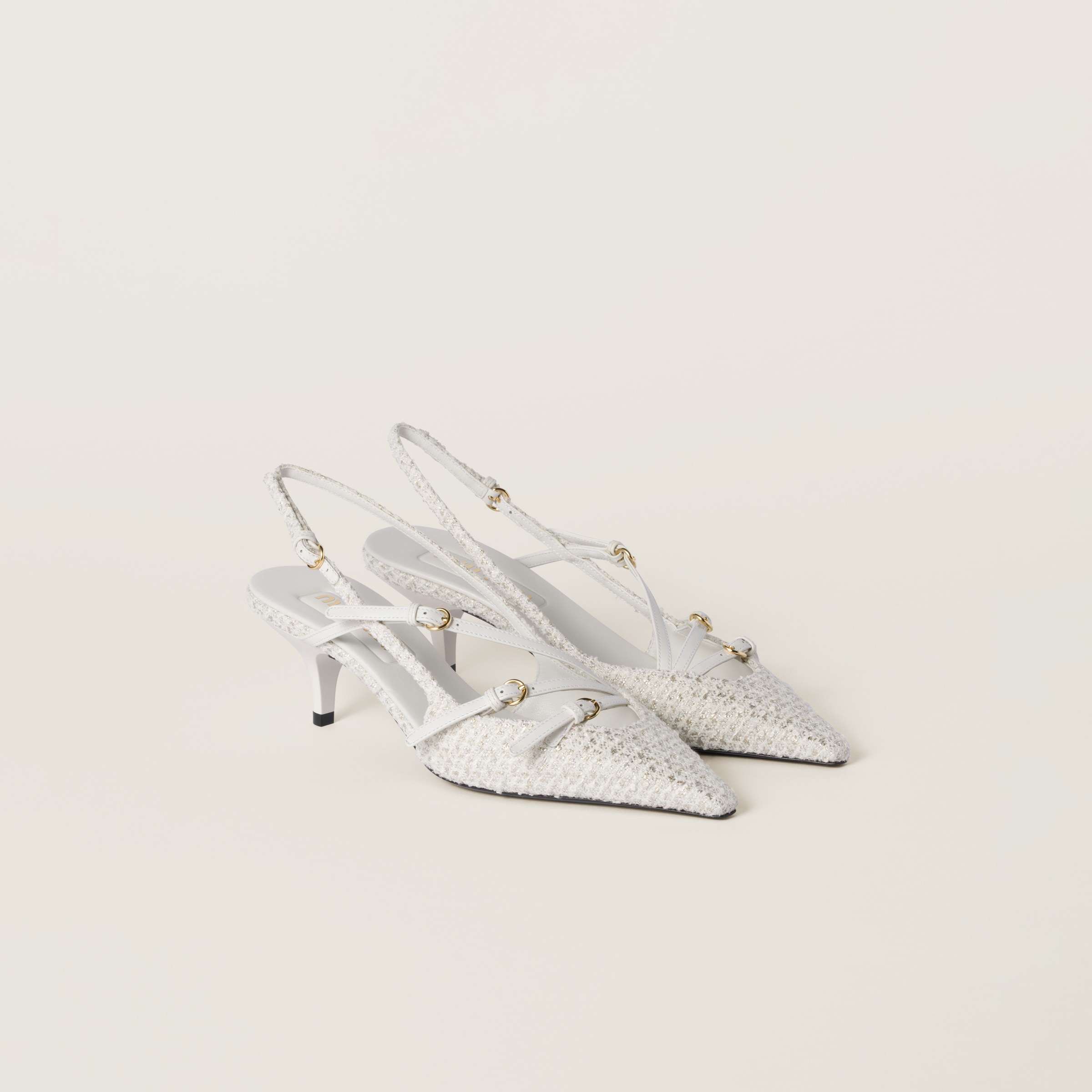 Fabric slingbacks with straps