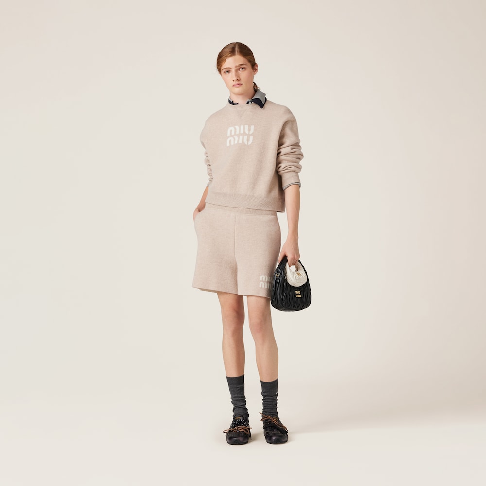Double cashmere sweater with logo