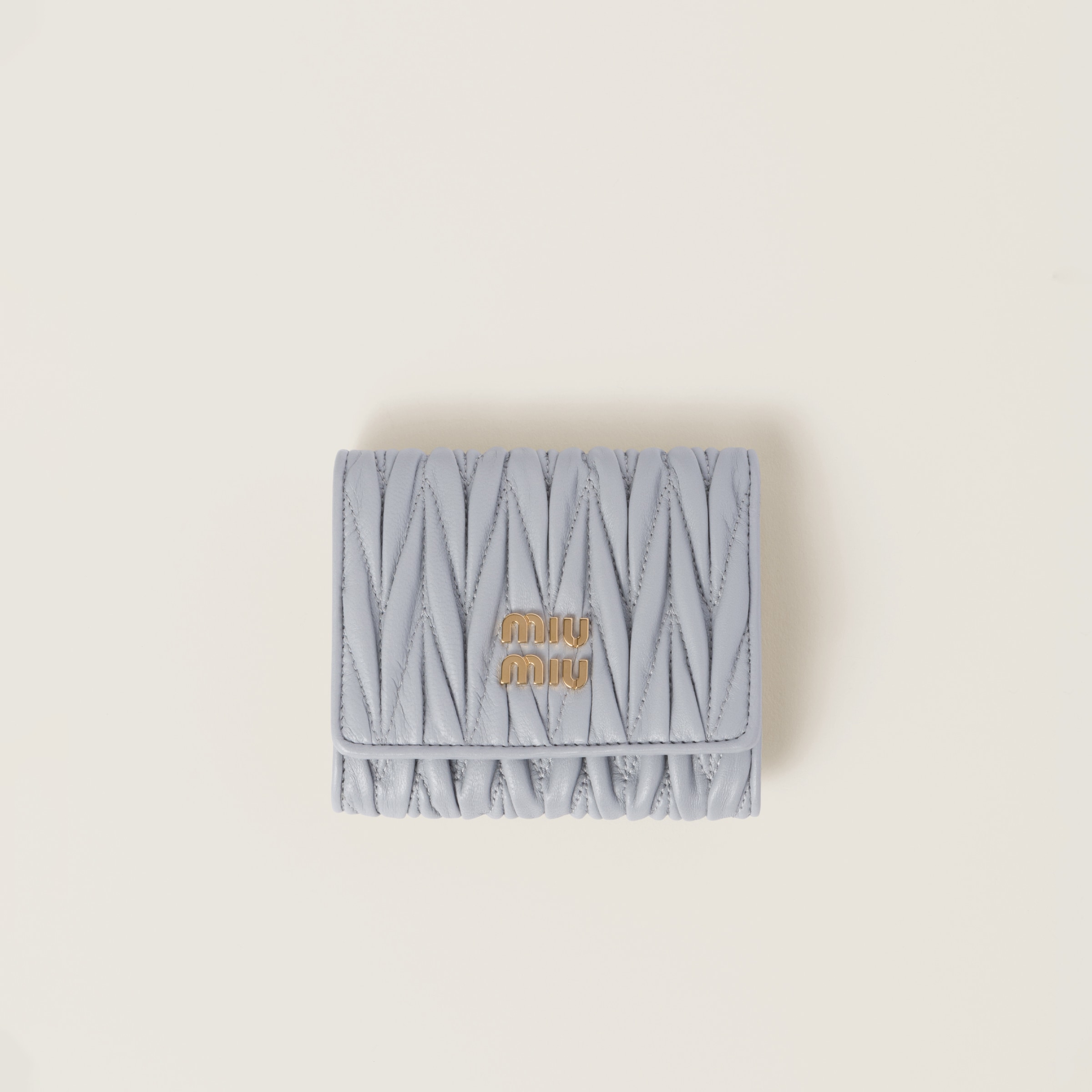 Small matelassé nappa leather wallet