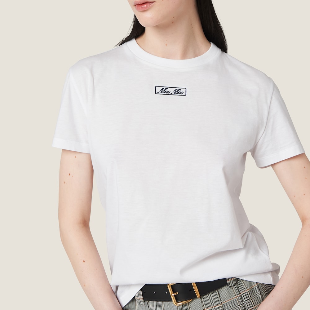 Embroidered cotton jersey T-shirt