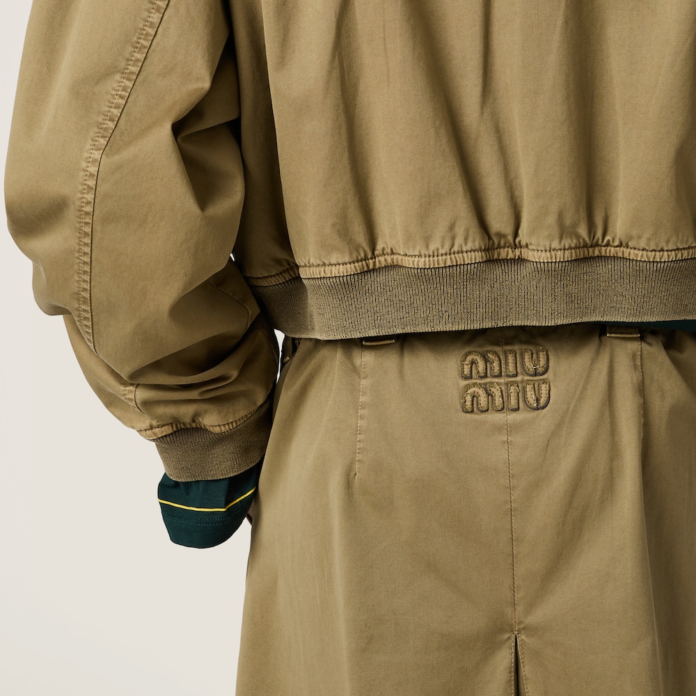 Garment-dyed cotton satin skirt