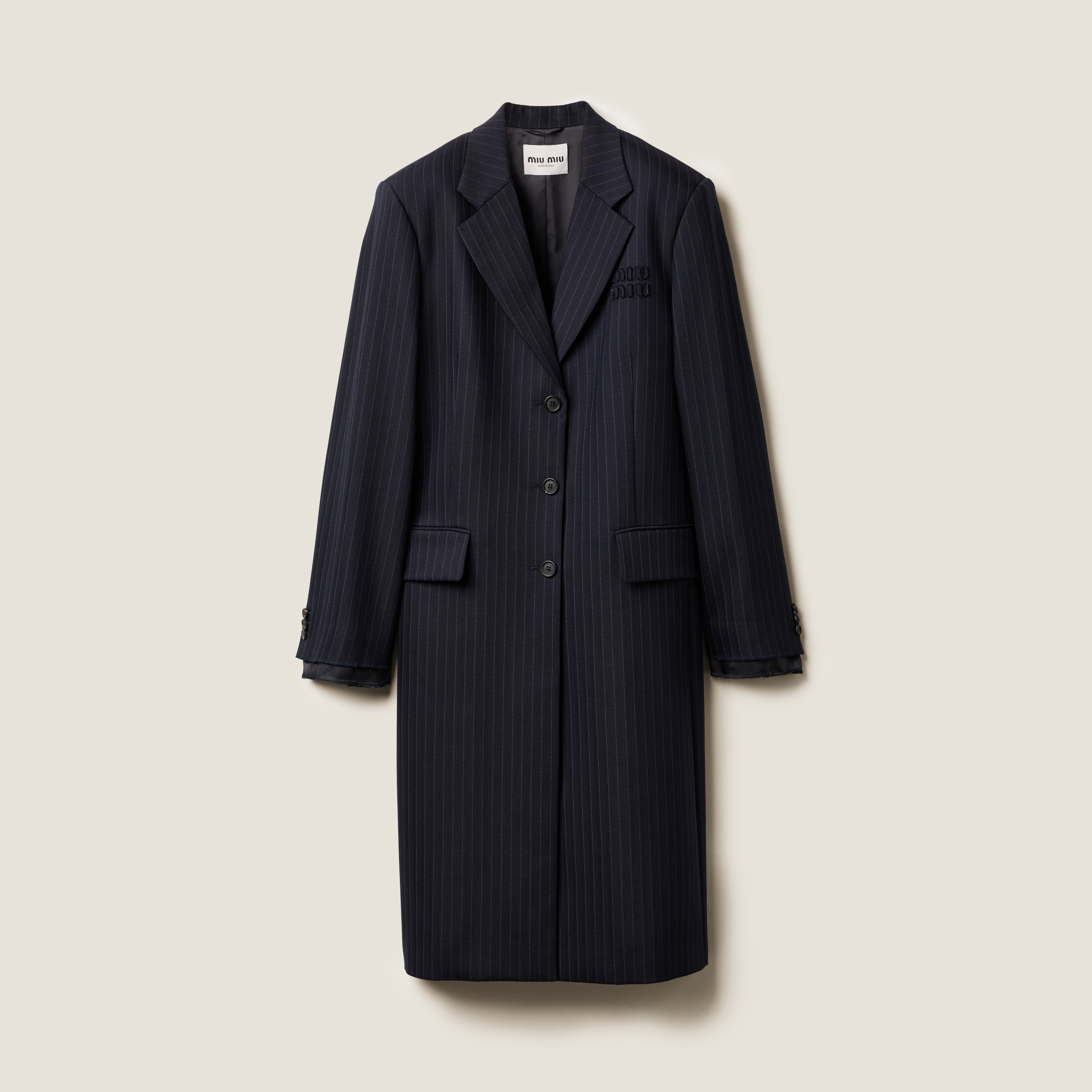 Single-breasted pinstripe coat