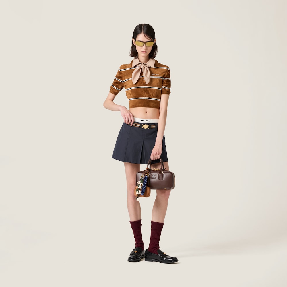 Striped viscose polo shirt