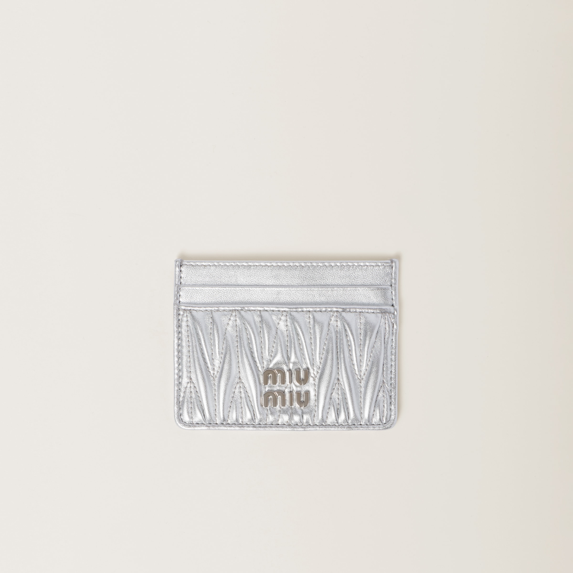 Matelassé nappa leather card holder