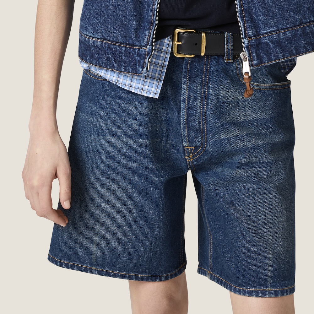 Washed denim Bermudas