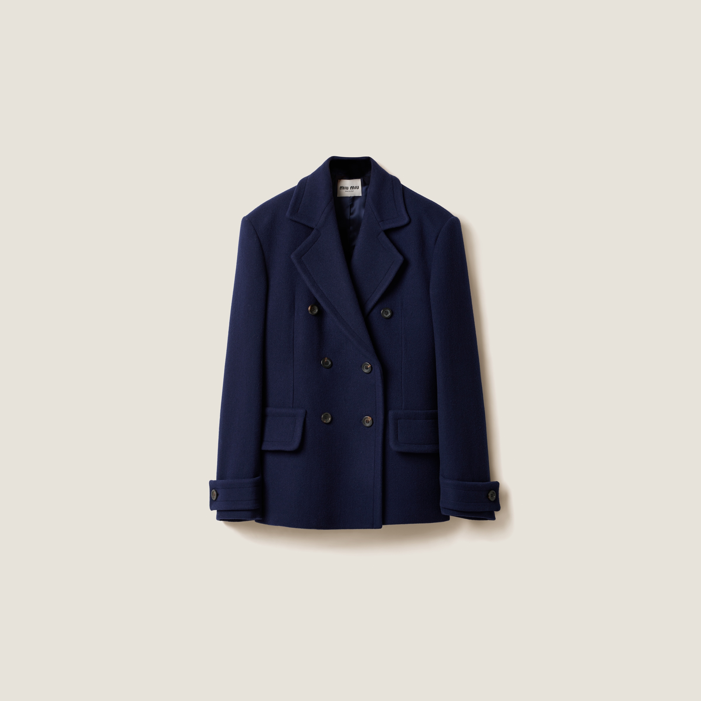 Double-breasted double wool coat