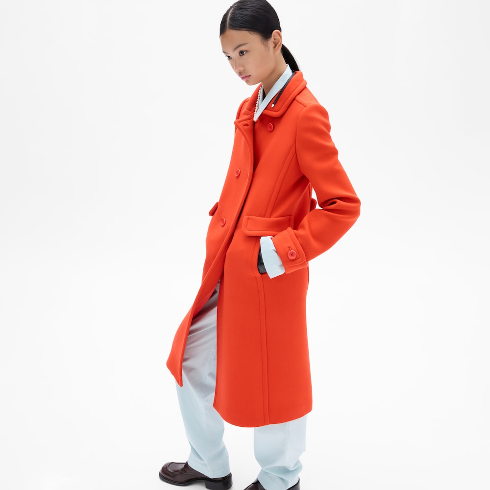 Natté toile double-breasted coat