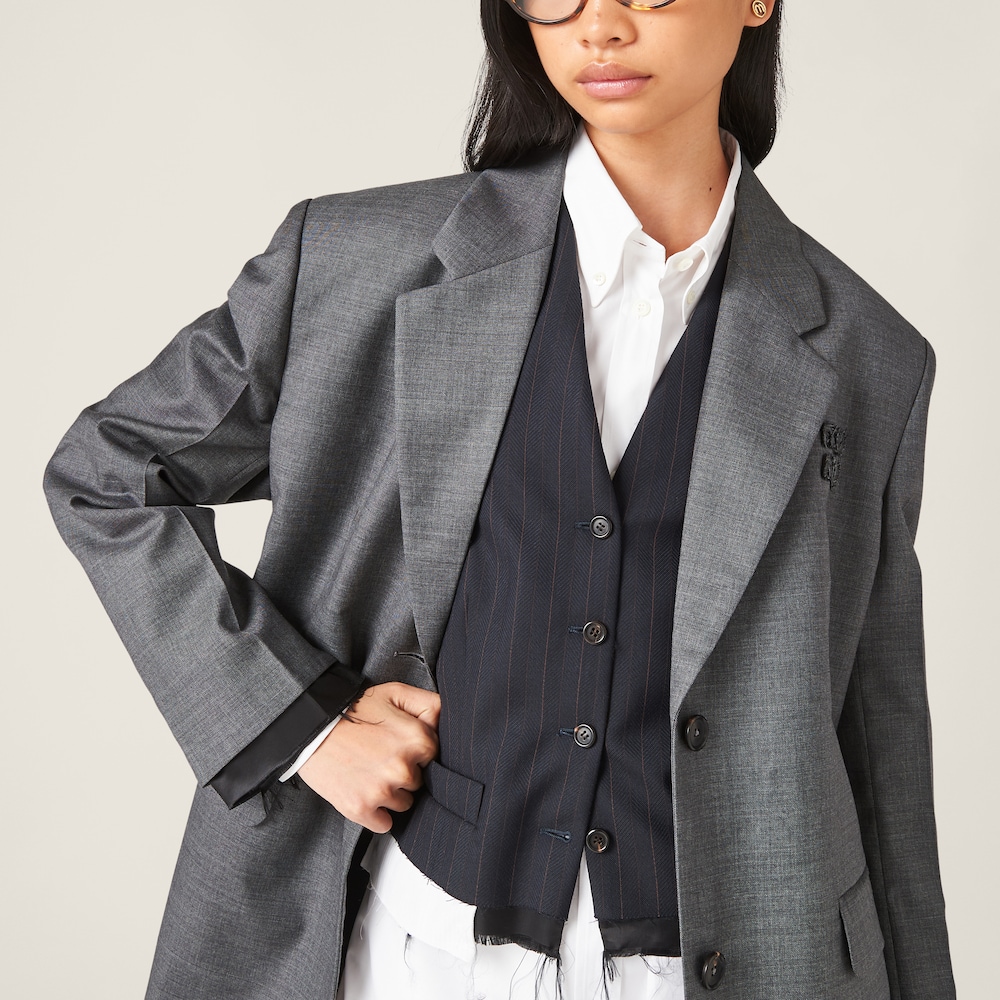 Single-breasted pinstriped vest