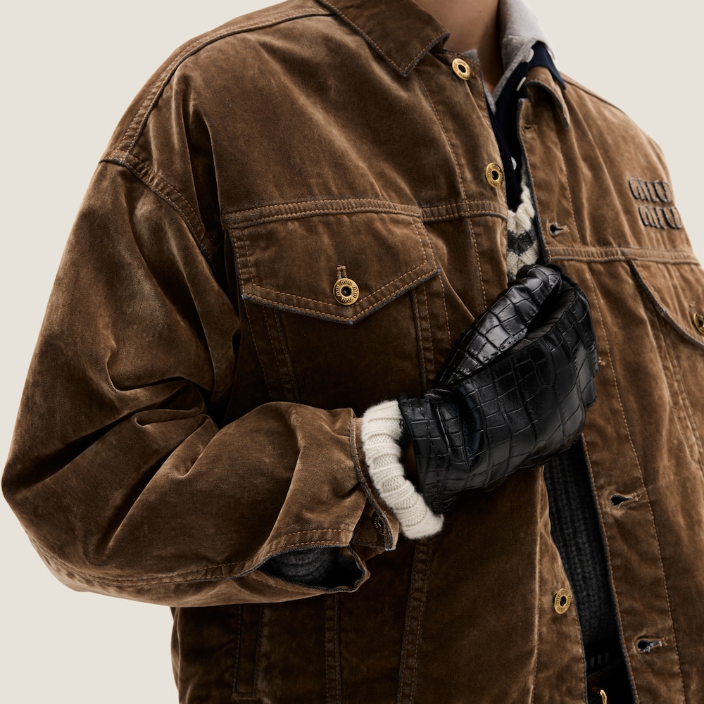 Washed flocked chambray blouson jacket