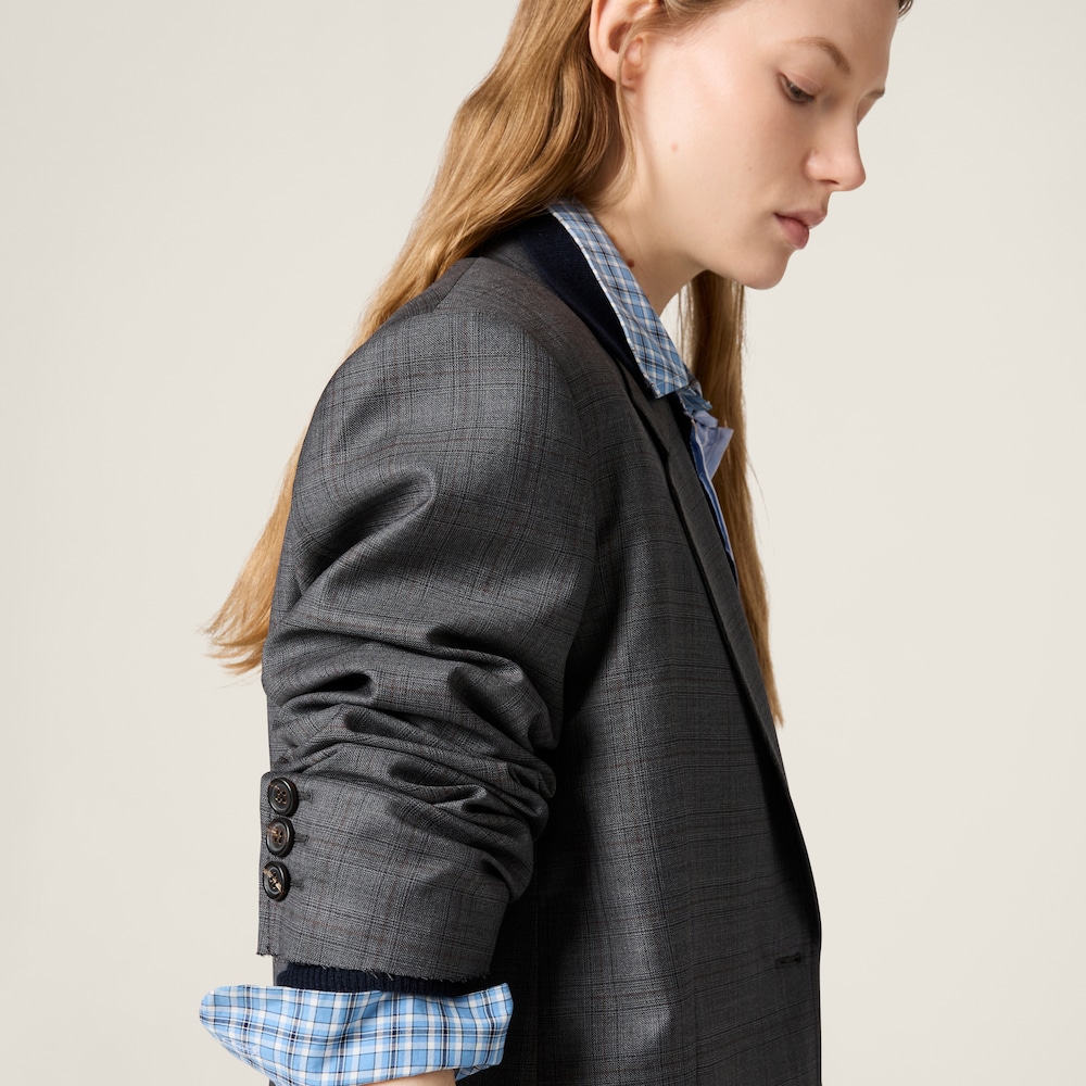 Prince of Wales checked wool jacket
