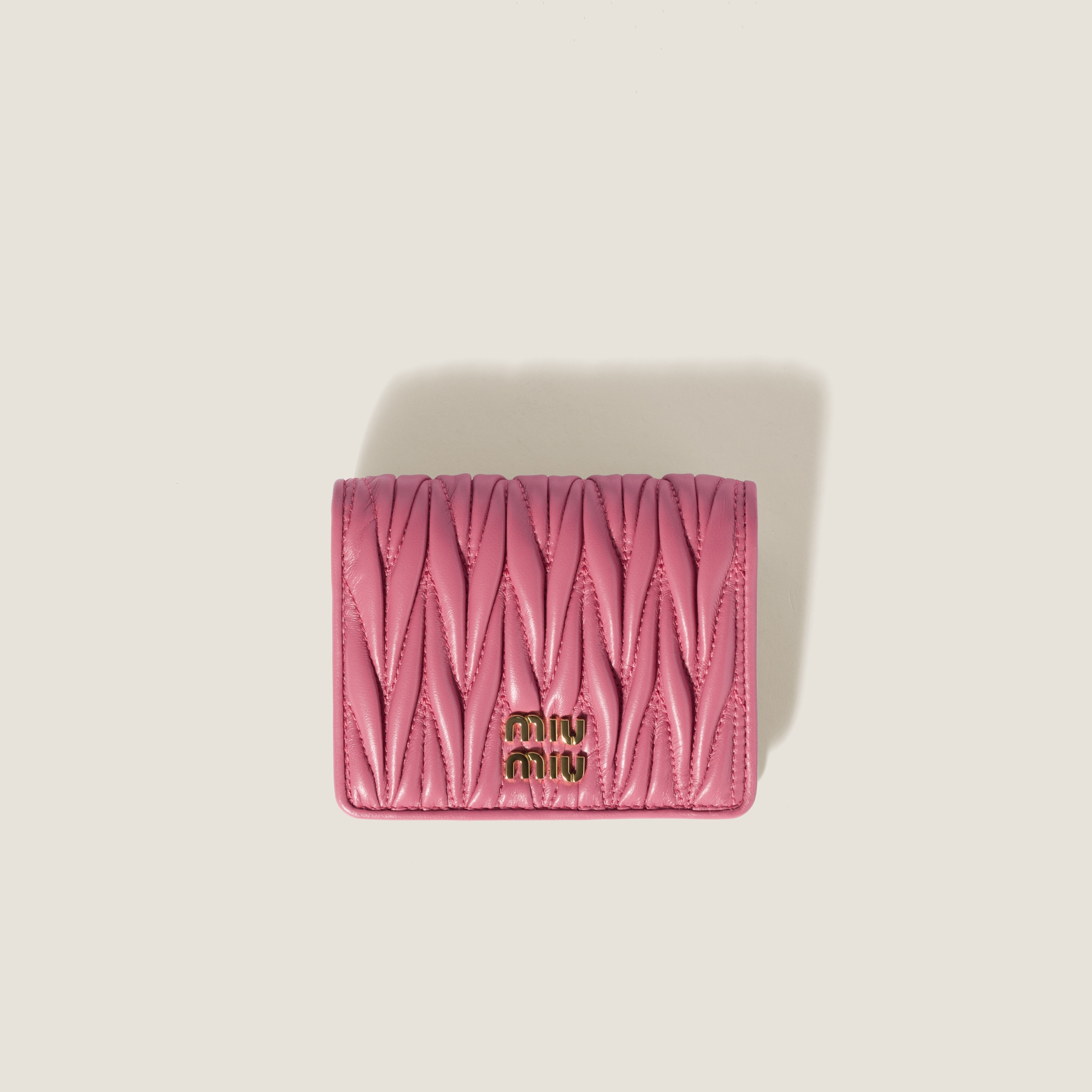Small matelassé nappa leather wallet