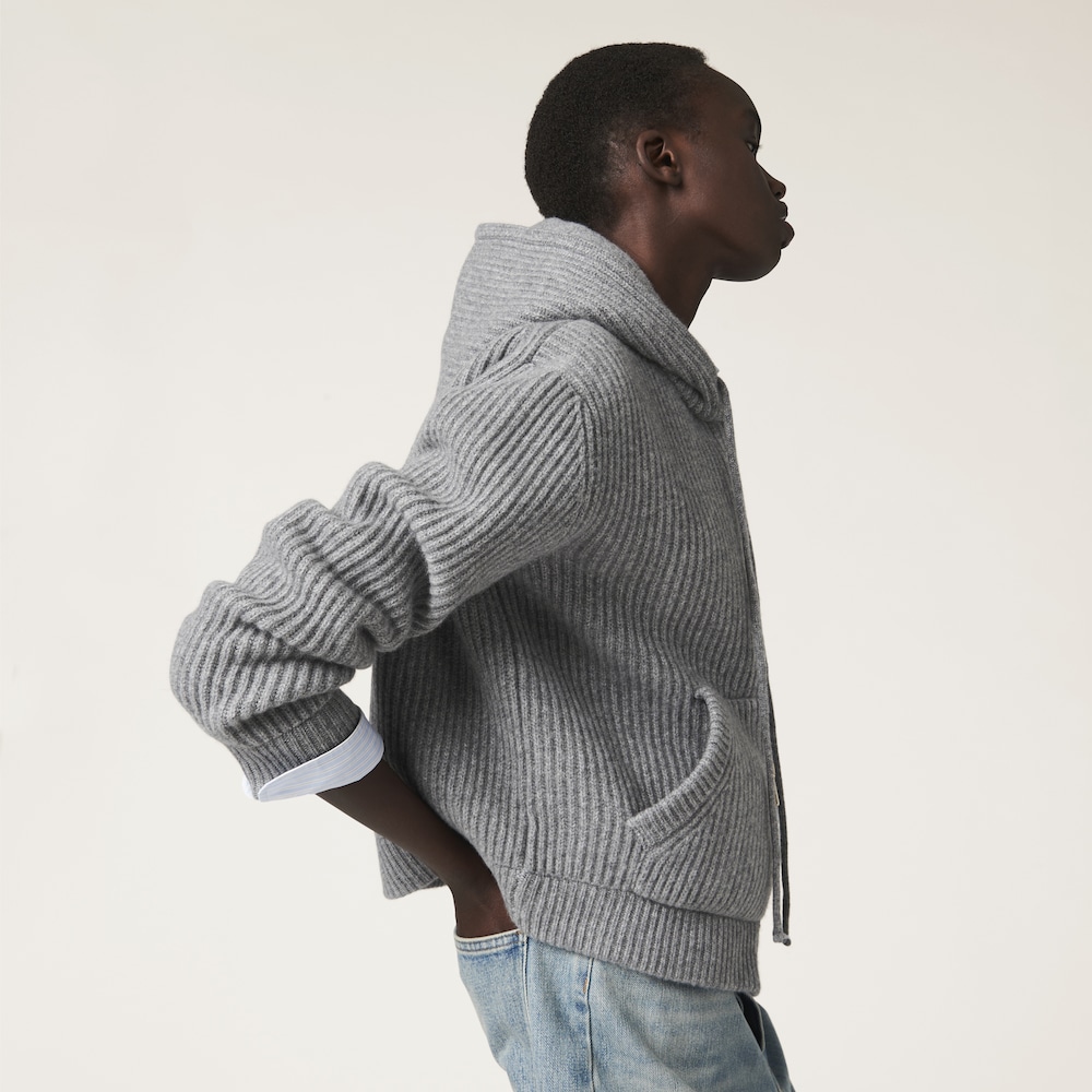 Wool and cashmere hoodie cardigan