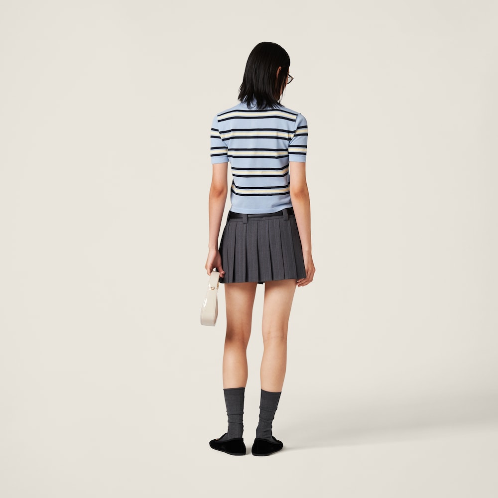 Pleated pinstripe skirt