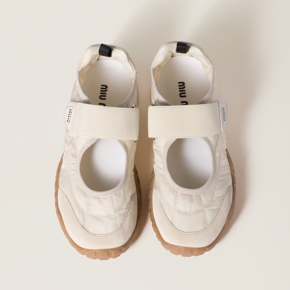 Tyre technical fabric and suede ballerinas