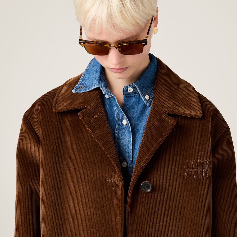 Single-breasted corduroy coat