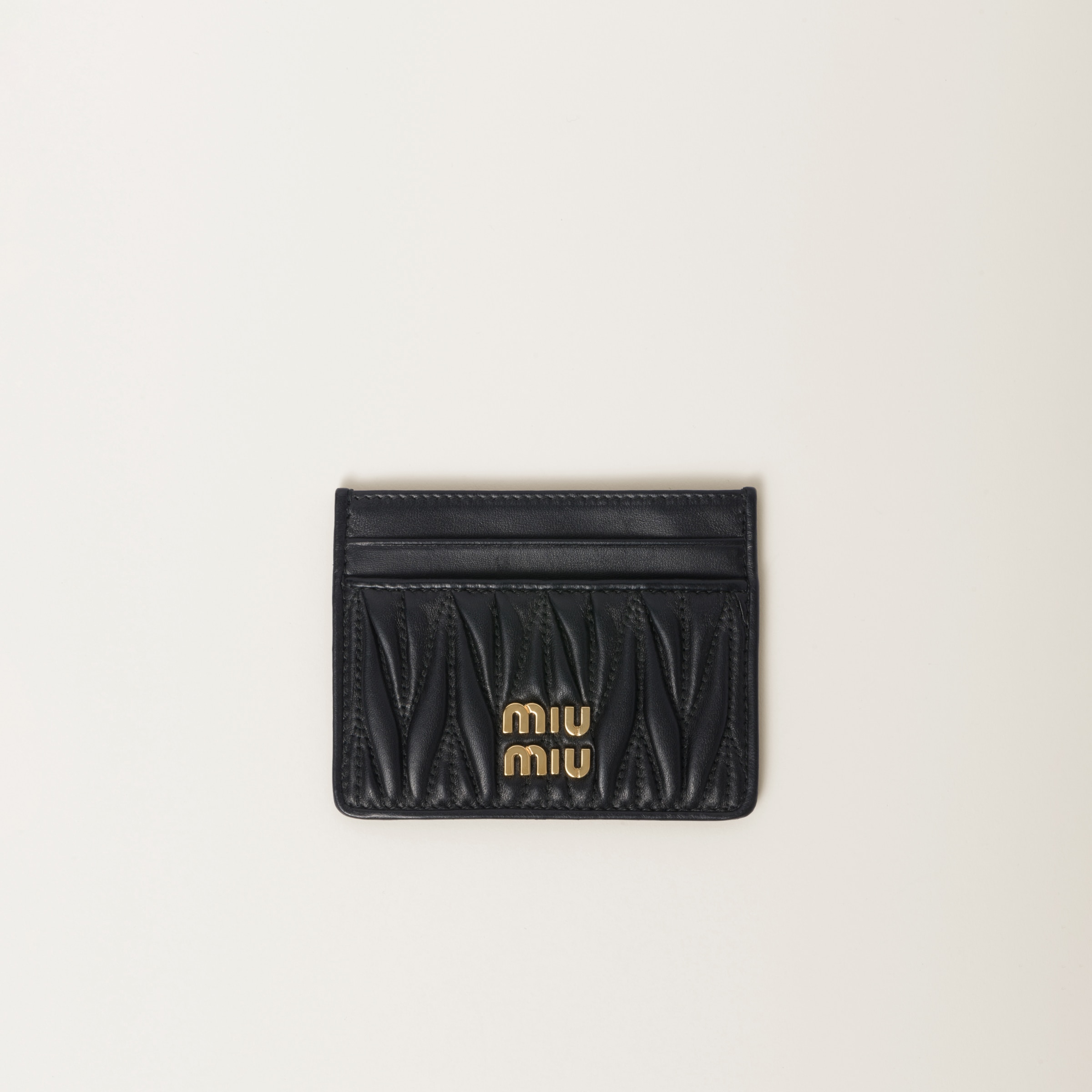 Matelassé nappa leather card holder