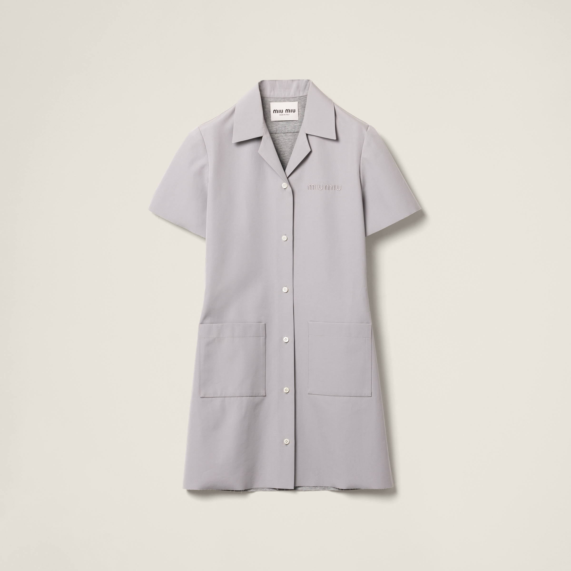 Poplin and jersey mini-dress