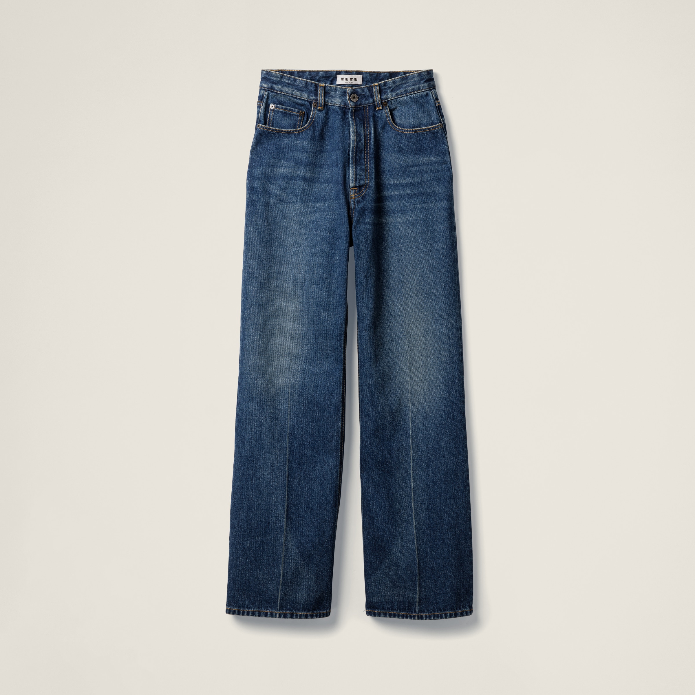 Washed denim flared jeans