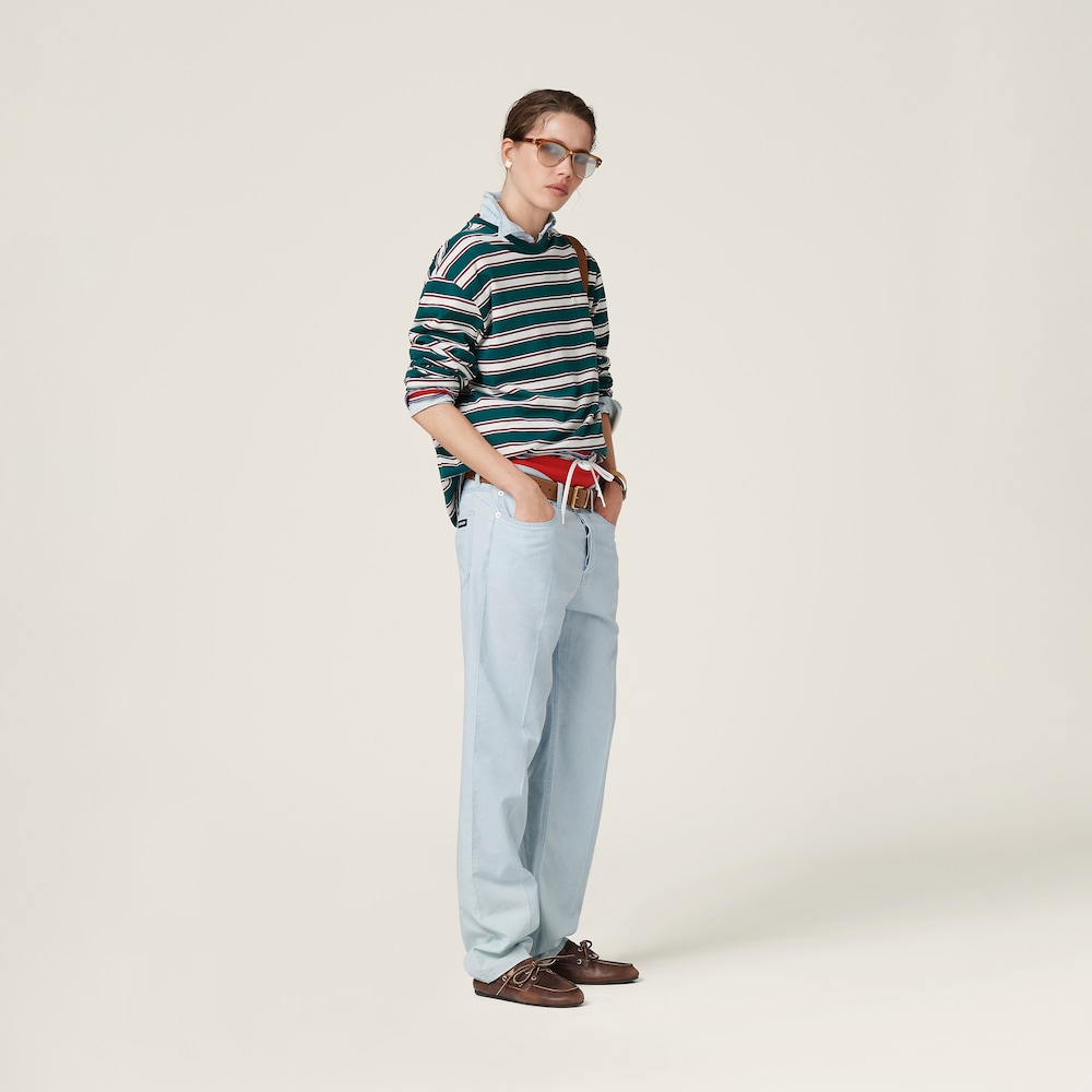 Five-pocket chambray denim jeans