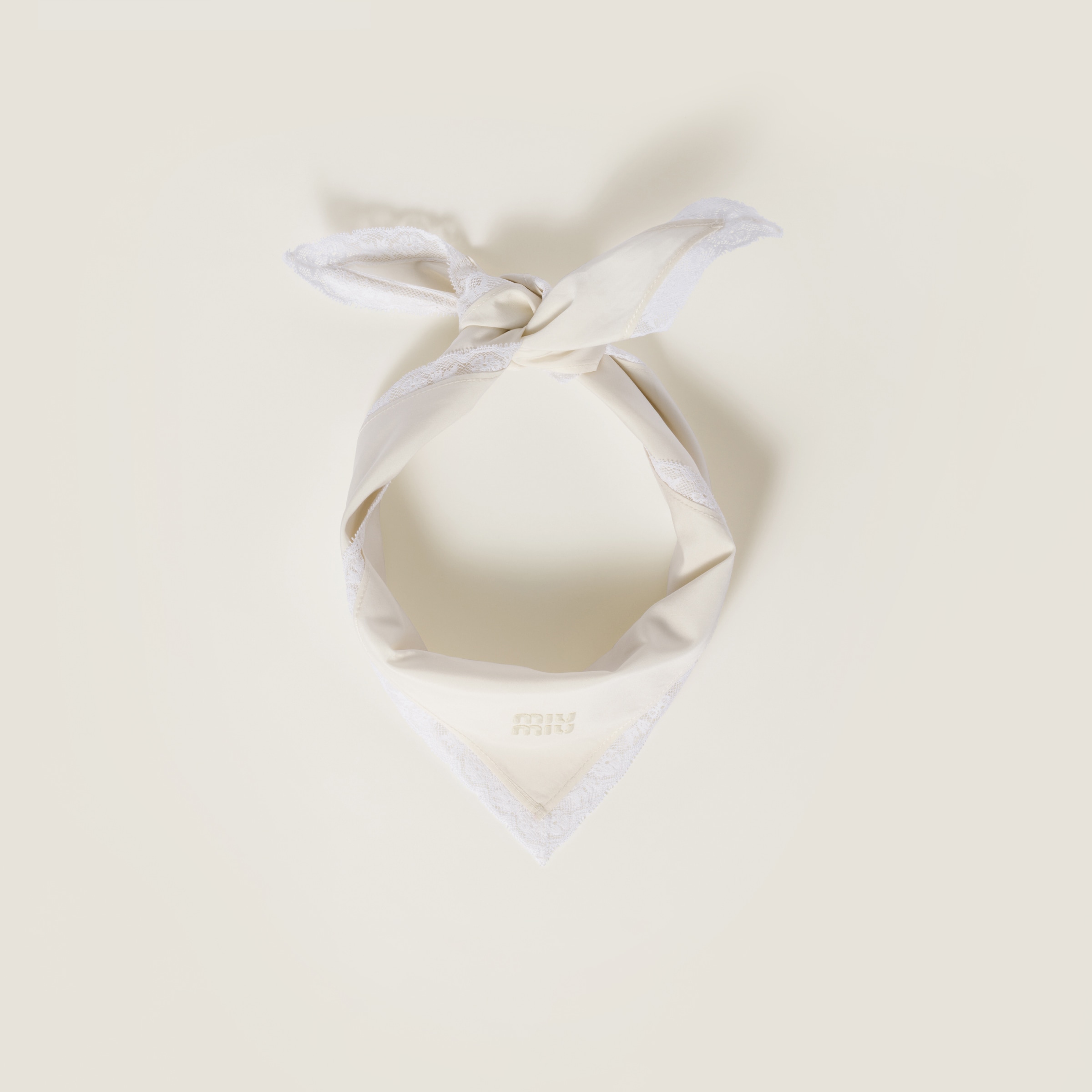 Poplin and lace logo scarf