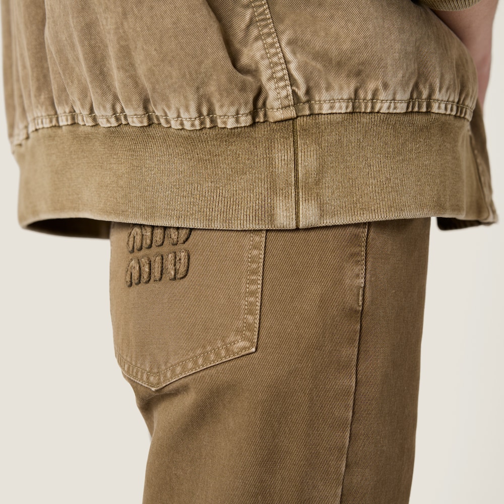 Garment-dyed gabardine pants