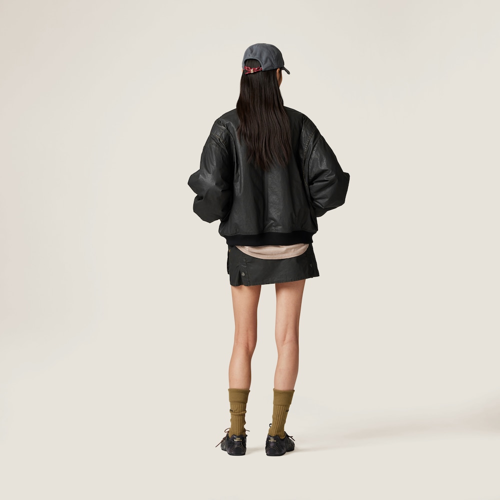 Resin-finish poplin bomber jacket