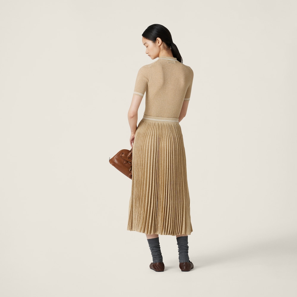 Pleated lamé skirt