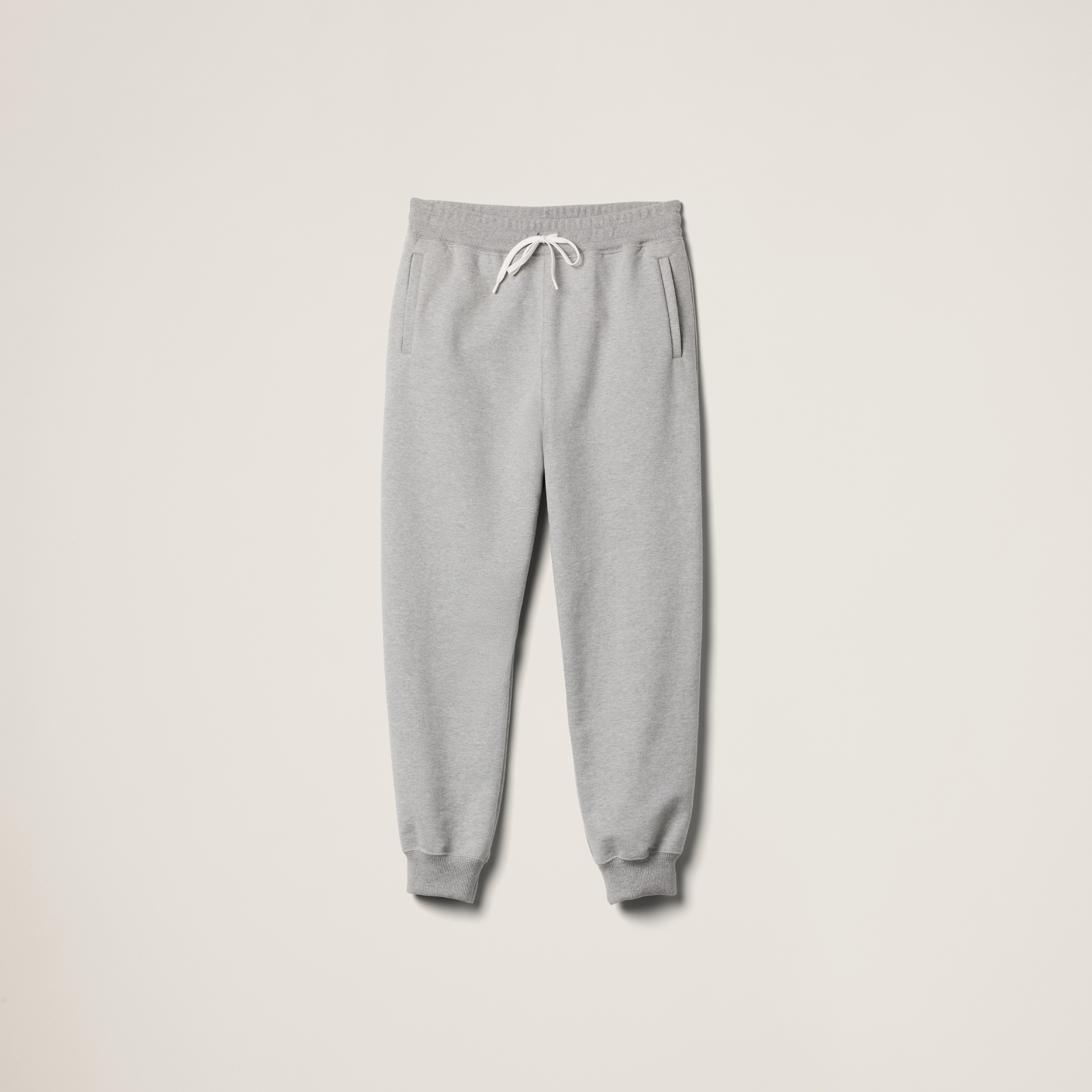 Cotton fleece pants with leather trim