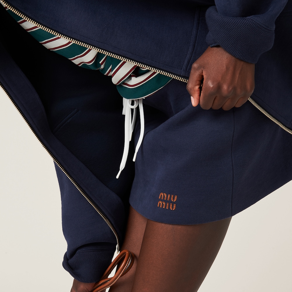 Padded cotton fleece miniskirt