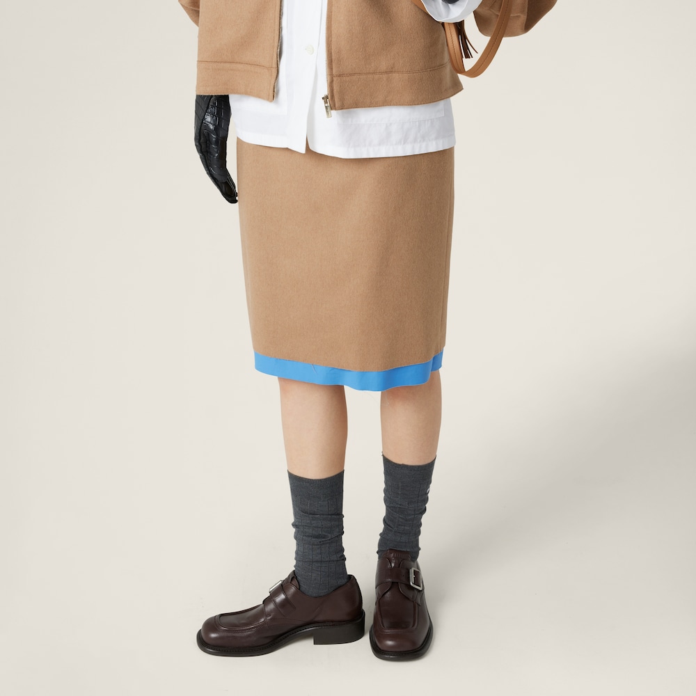 Camel-hair midi-skirt