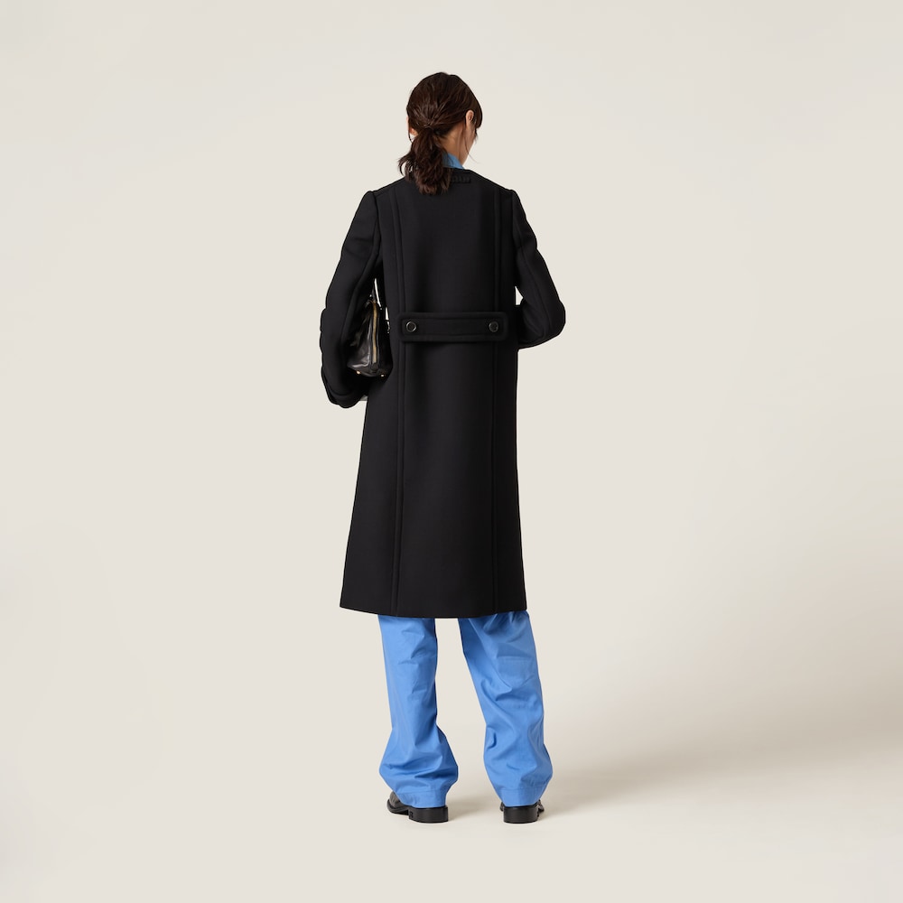 Natté toile double-breasted coat