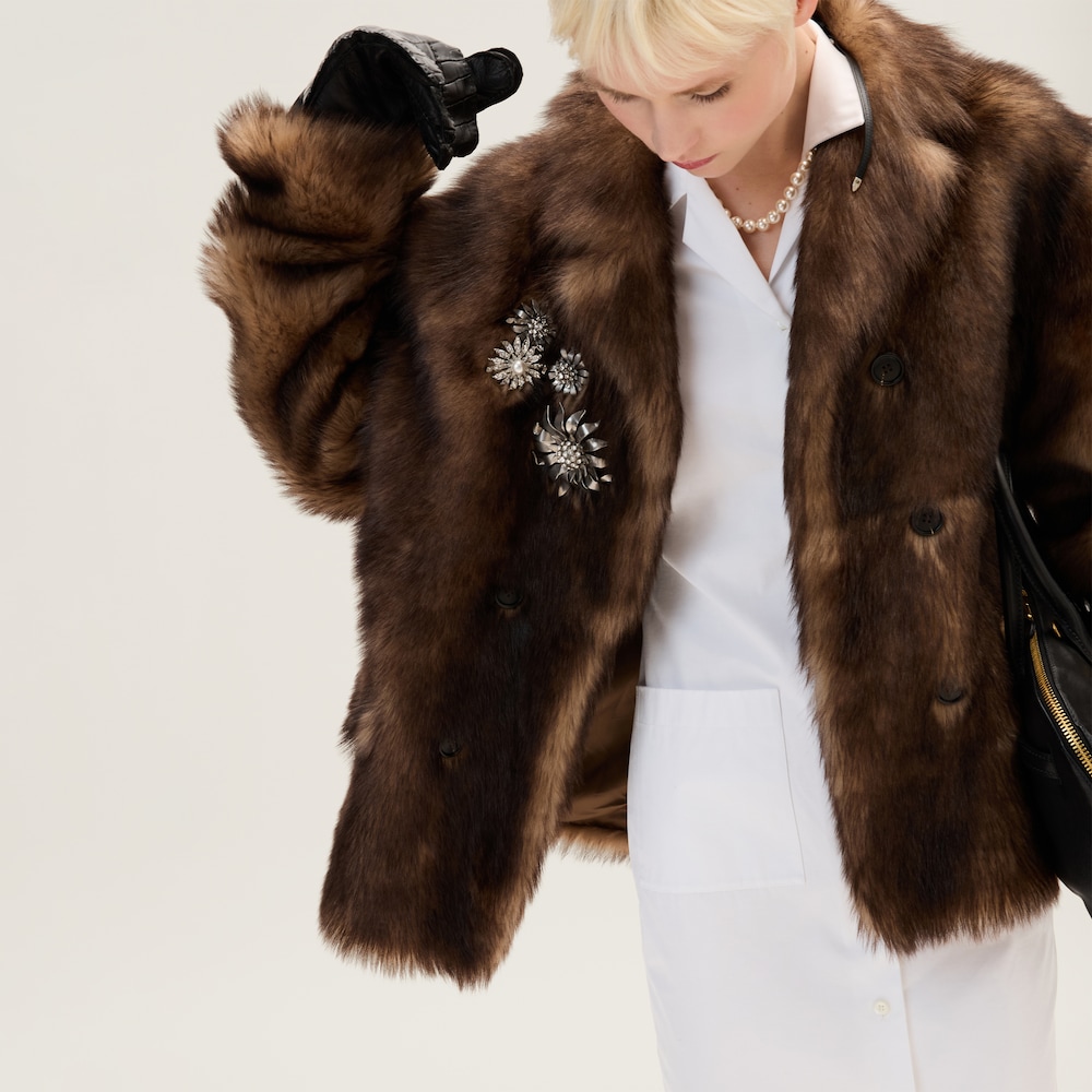 Double-breasted shearling jacket