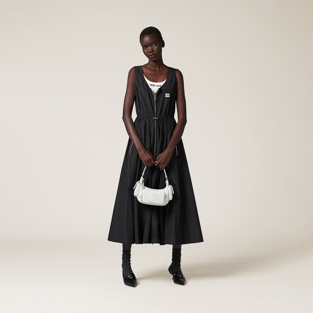 Sleeveless technical silk dress