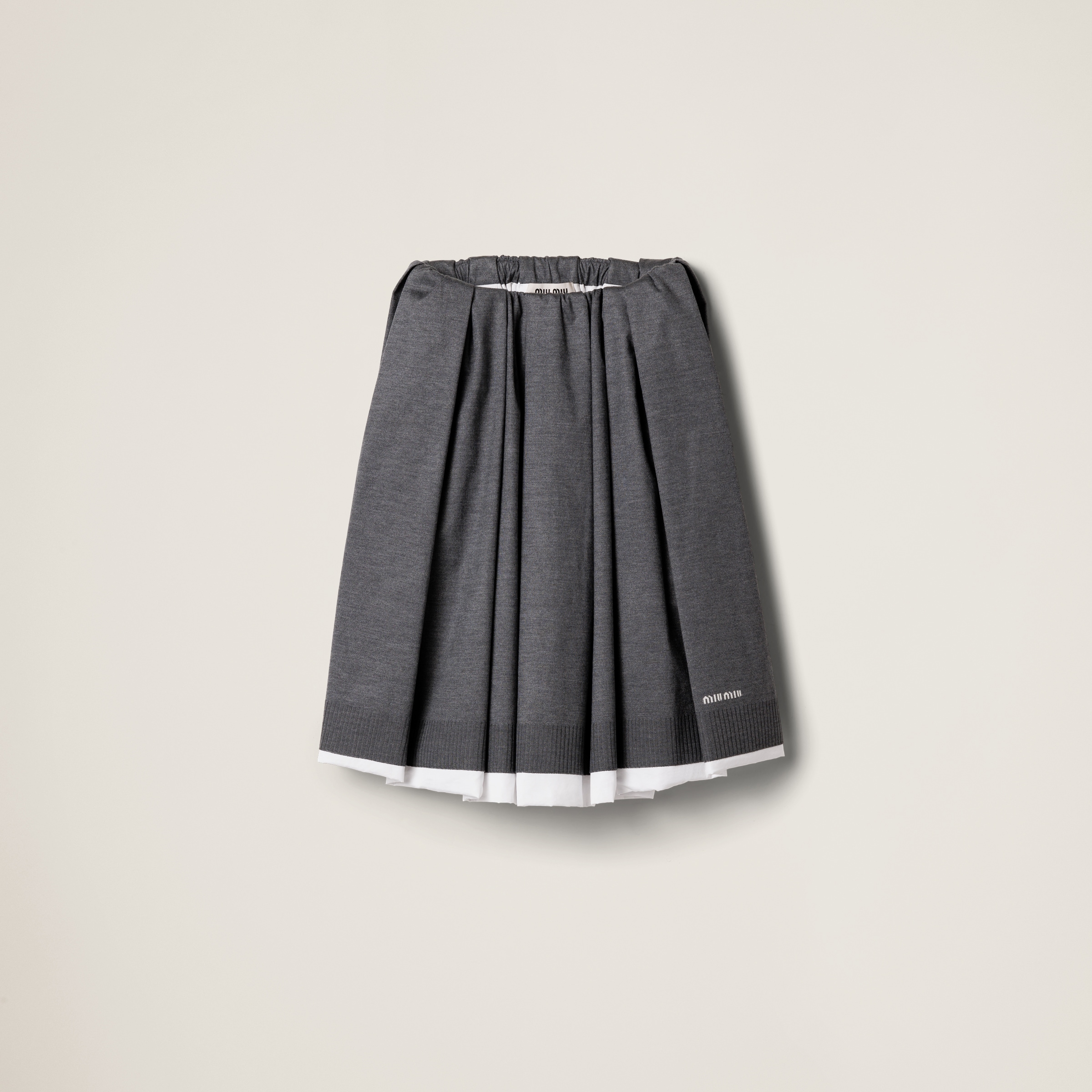 Knit and poplin skirt