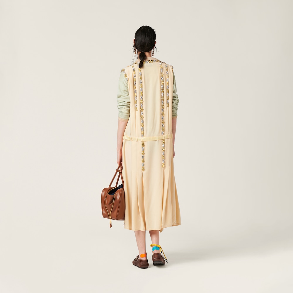 Embroidered marocain dress