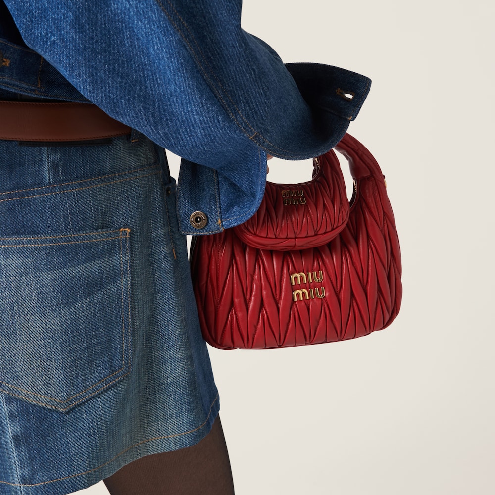 Wander matelassé nappa leather micro hobo bag