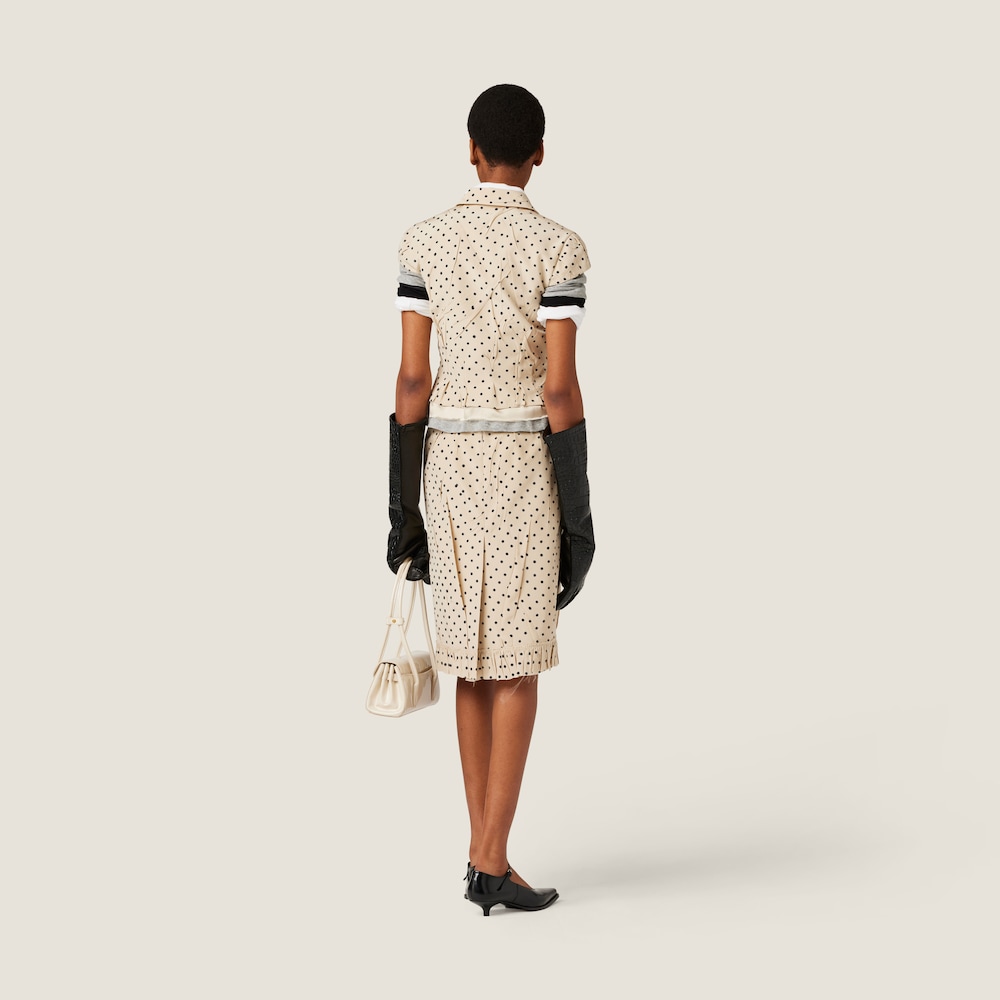 Polka-dot crepe de chine skirt