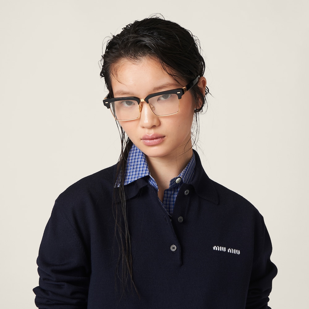 Wool knit polo shirt