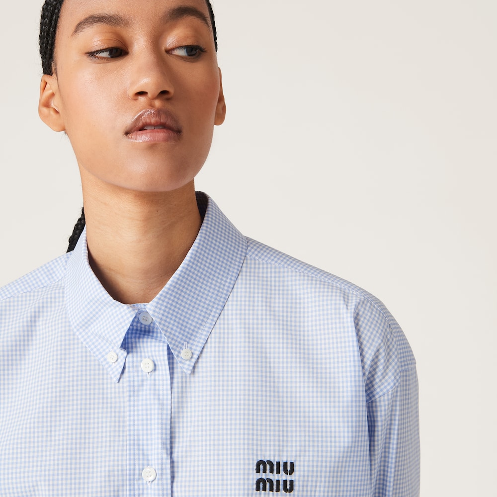 Gingham check poplin shirt