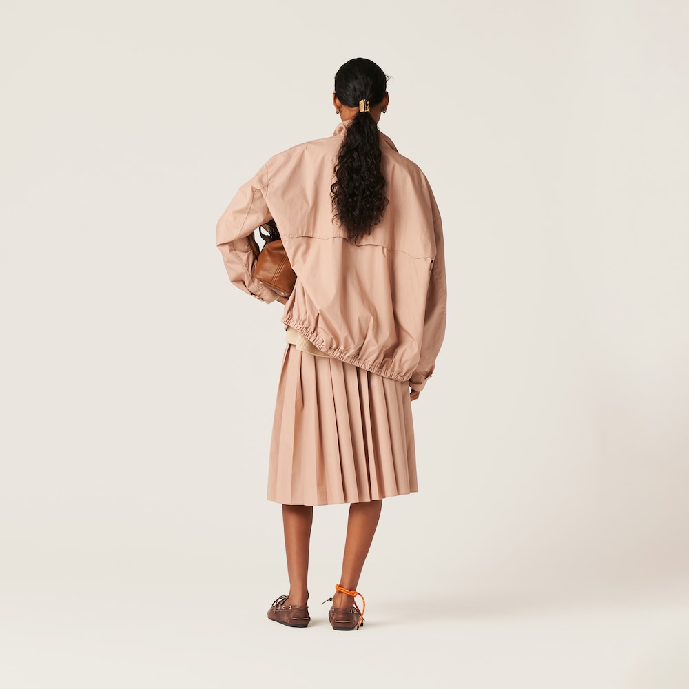 Pleated poplin skirt