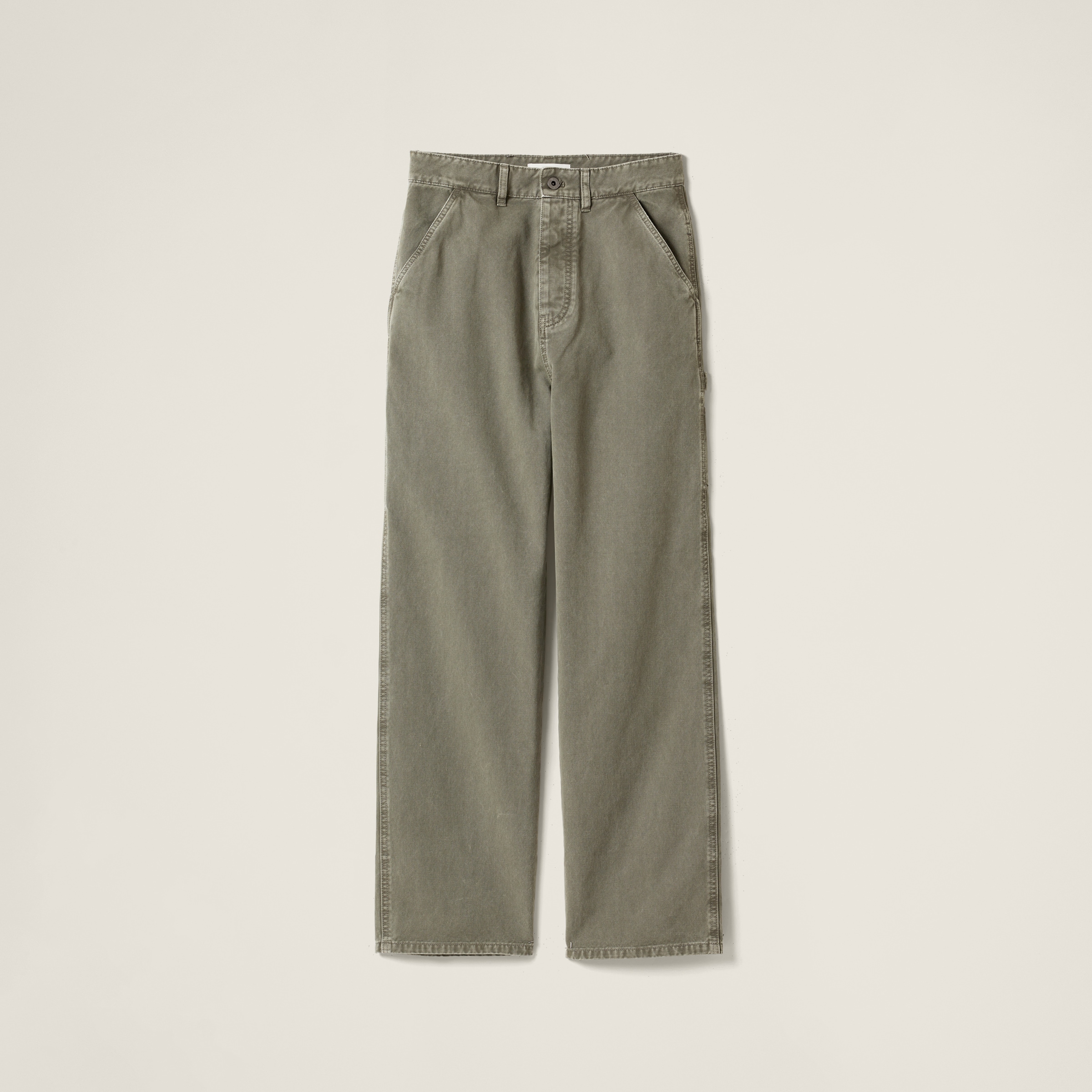 Garment-dyed gabardine pants