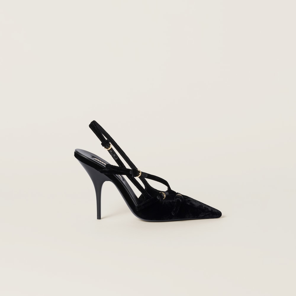 Velvet slingbacks with straps